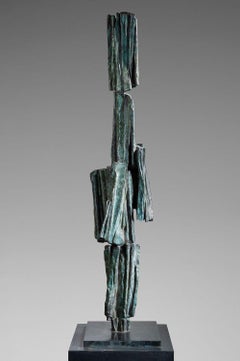 Signos y Escritos nº 1 de Martine Demal - gran escultura abstracta de bronce, verde