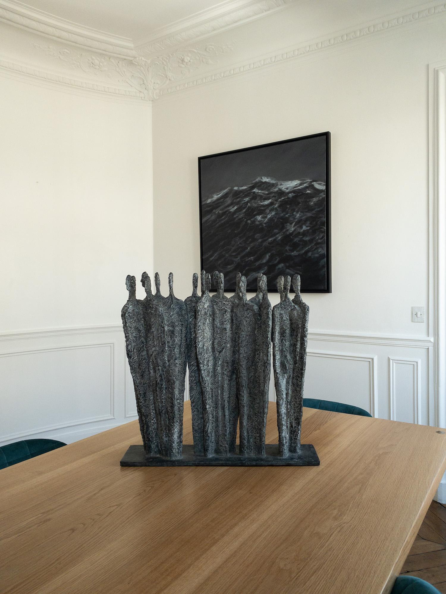 La rencontre de Martine Demal - sculpture en bronze, groupe de figures humaines en vente 1