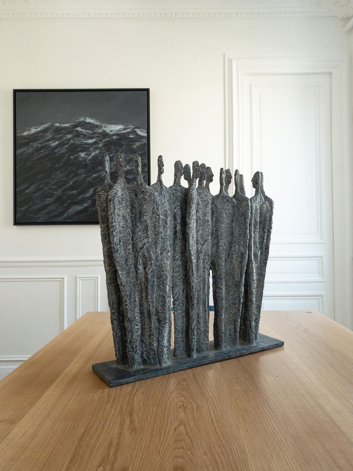The Meeting by Martine Demal - bronze sculpture, group of human figures For Sale 4