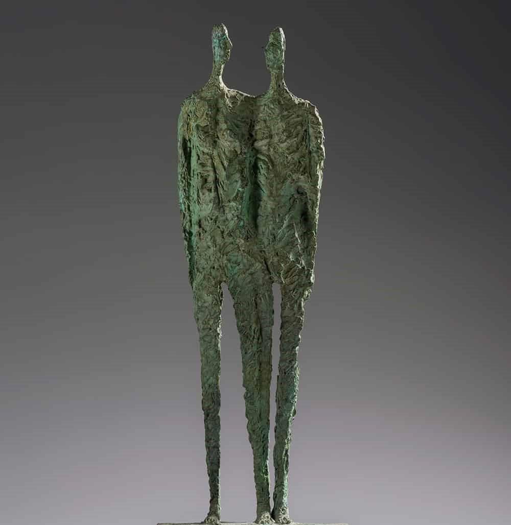 Them by Martine Demal - Escultura de bronce, figuras humanas de pie, abstracto, gris en venta 2