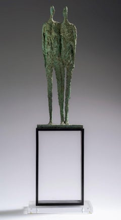 Them (Primary Forms) by Martine Demal - bronze sculpture, standing human figures