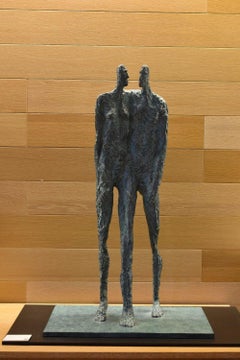 Together by Martine Demal - bronze sculpture, standing human figures
