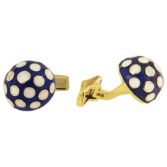 Martine Enamel and 14 Karat Gold Cufflinks