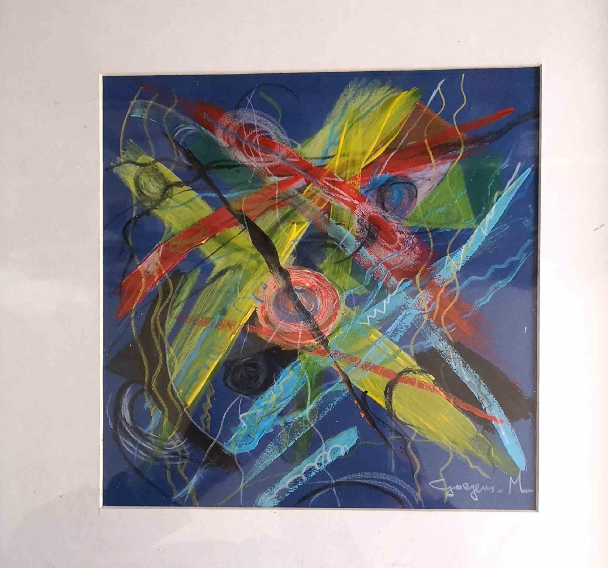 Abstract Composition is a suggestive artwork realized by the Belgian artist  Martine Goeyens  in 2020

Acrylic on cardboard. 

Hand signed on the lower right margin.

The artwork is a fascinating and suggestive representation of an abstract