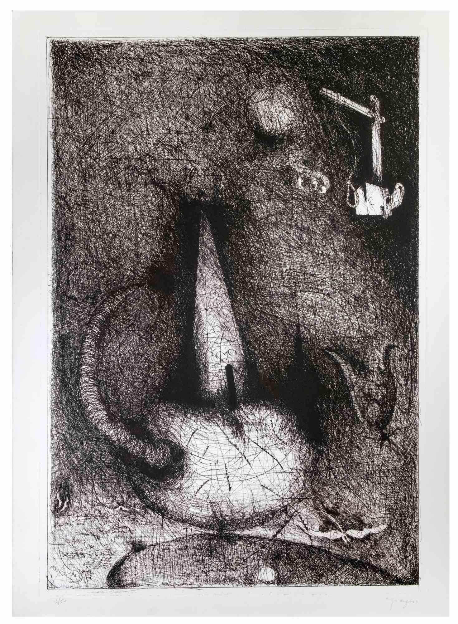 Composition abstraite est une gravure réalisée par Martine Goeyens à la fin du 20e siècle.

Signé à la main.

Tirages numérotés 3/50.

Bonnes conditions.

L'œuvre d'art est créée par des traits expressifs parfaits.