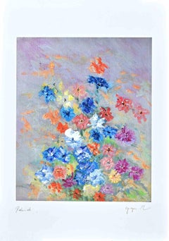 Flowers - Digigraph Print by Martine Goeyens - Late 20th Century