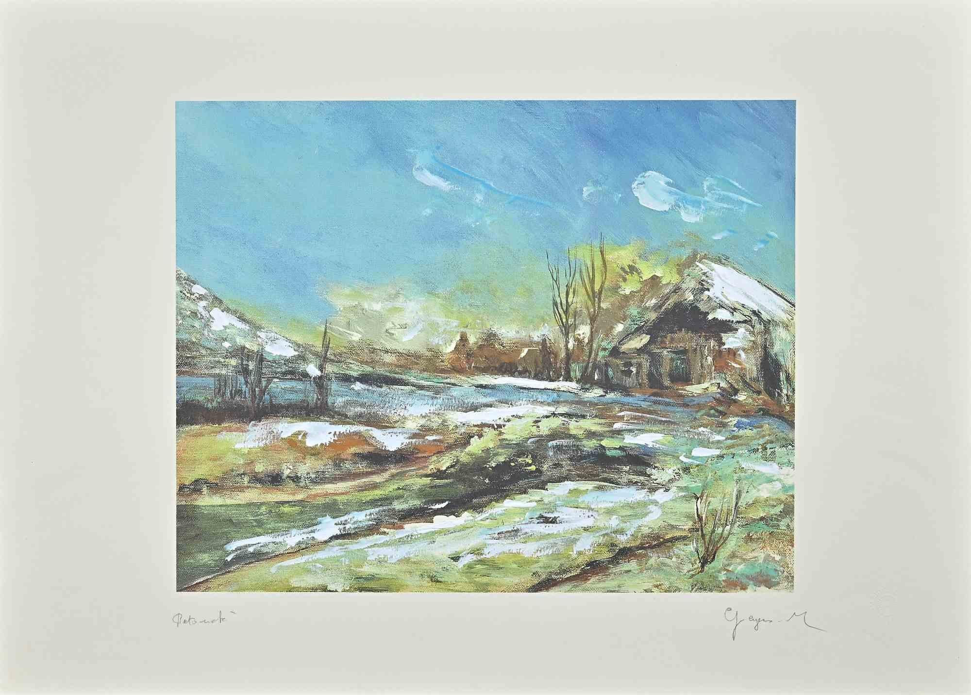 Landscape is a very colorful artwork realized by Martine Goyens in the late 20th Century.

Digigraph print.

Hand-signed.

Good conditions.

The artwork id depicted through confident strokes in a well-balanced composition.