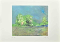 Vintage Landscape - Lithograph by Martine Goeyens - 1990s