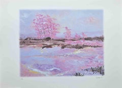 Pink Blossoms - Lithograph by Martine Goeyens - 2000s