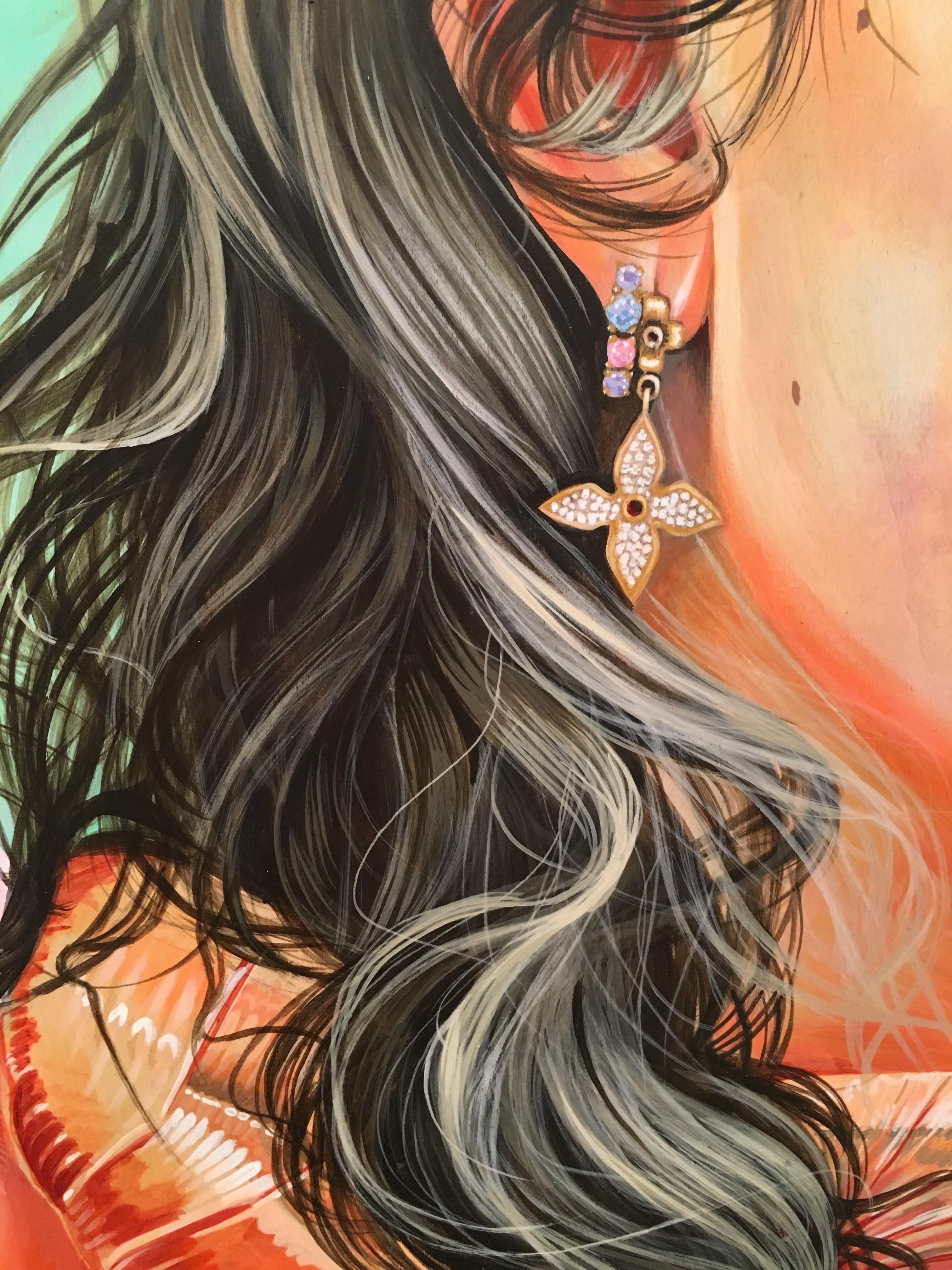 Sink in Sound, acrylic on panel - Painting by Martine Johanna