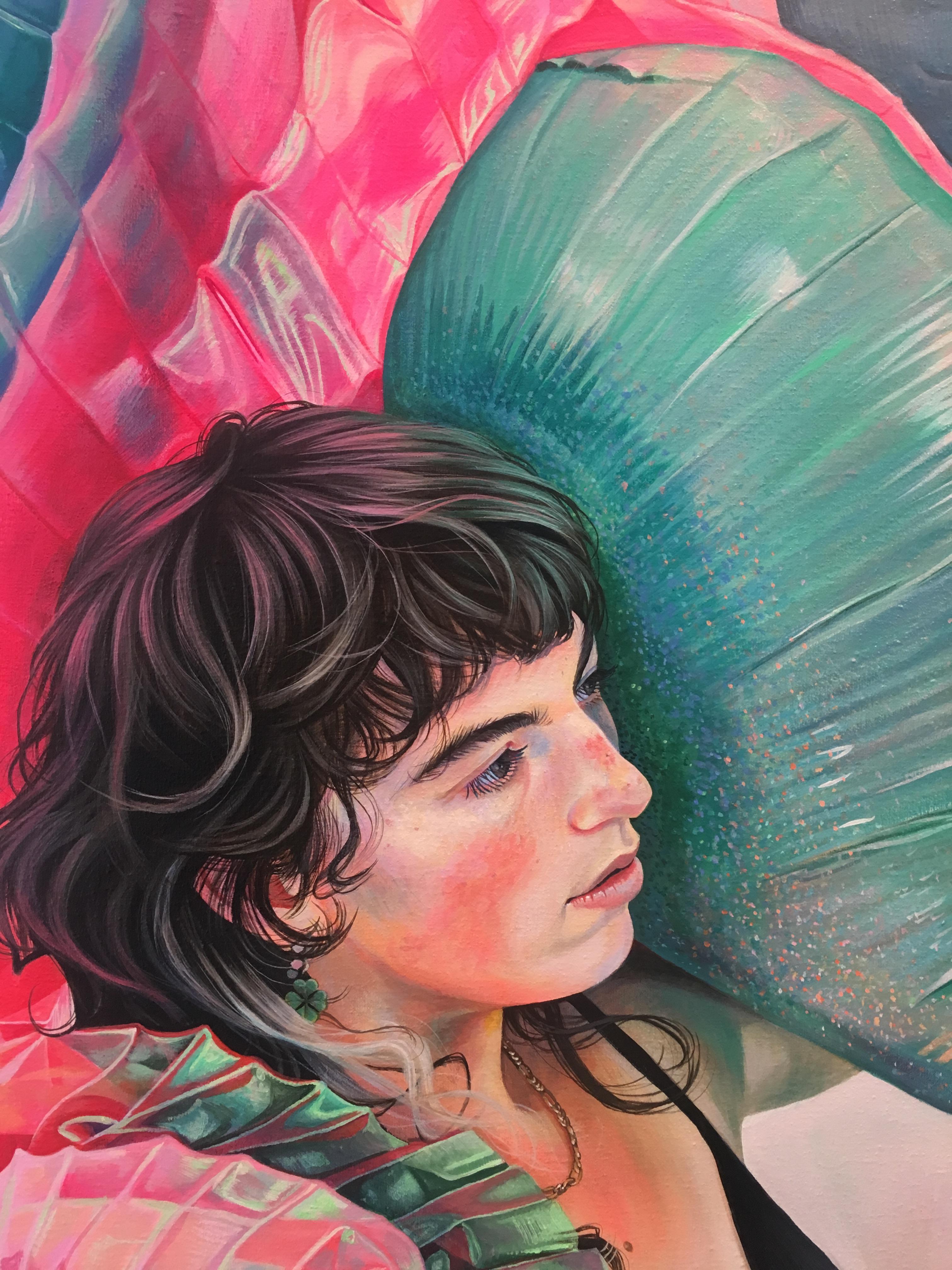 The Magic Statues, acrylic on linen  - Painting by Martine Johanna