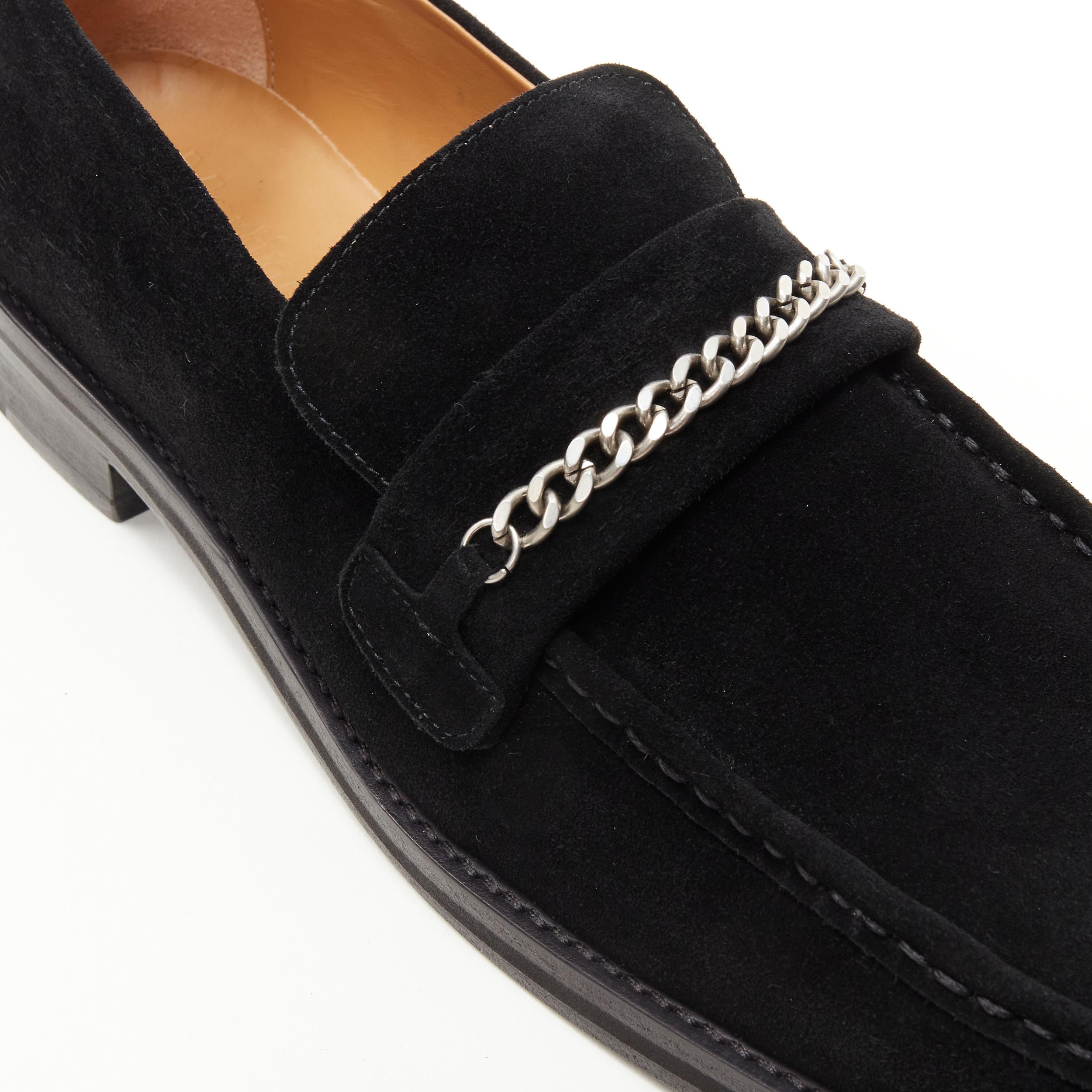 MARTINE ROSE Runway black suede square toe chain embellished loafer EU43 US10 1