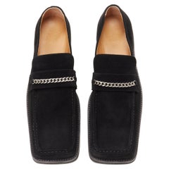 MARTINE ROSE Runway black suede square toe chain embellished loafer EU43 US10