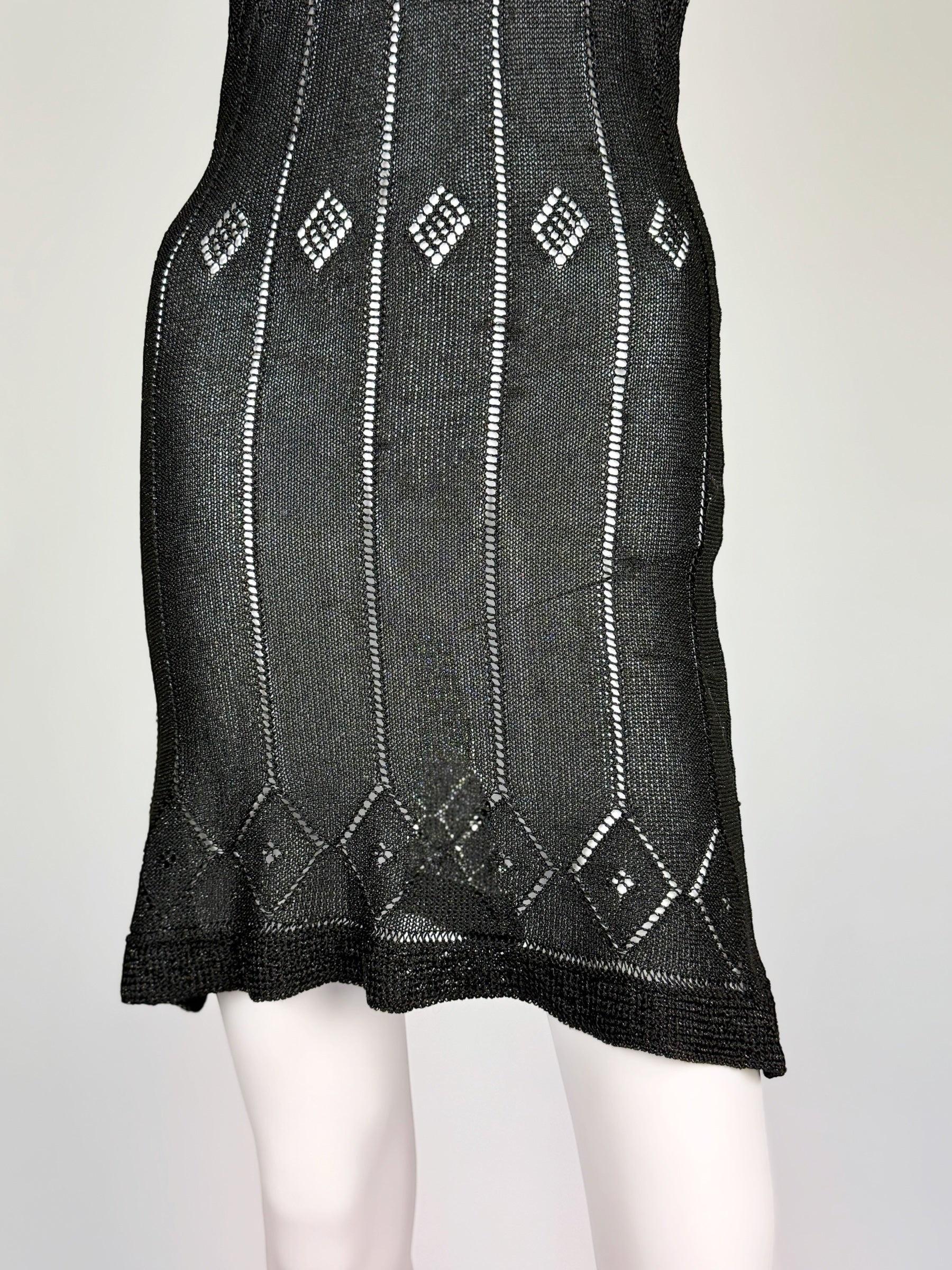Martine Sitbon Mini Abito in maglia nera, SS 1997 In condizioni discrete in vendita a Marlborough, GB
