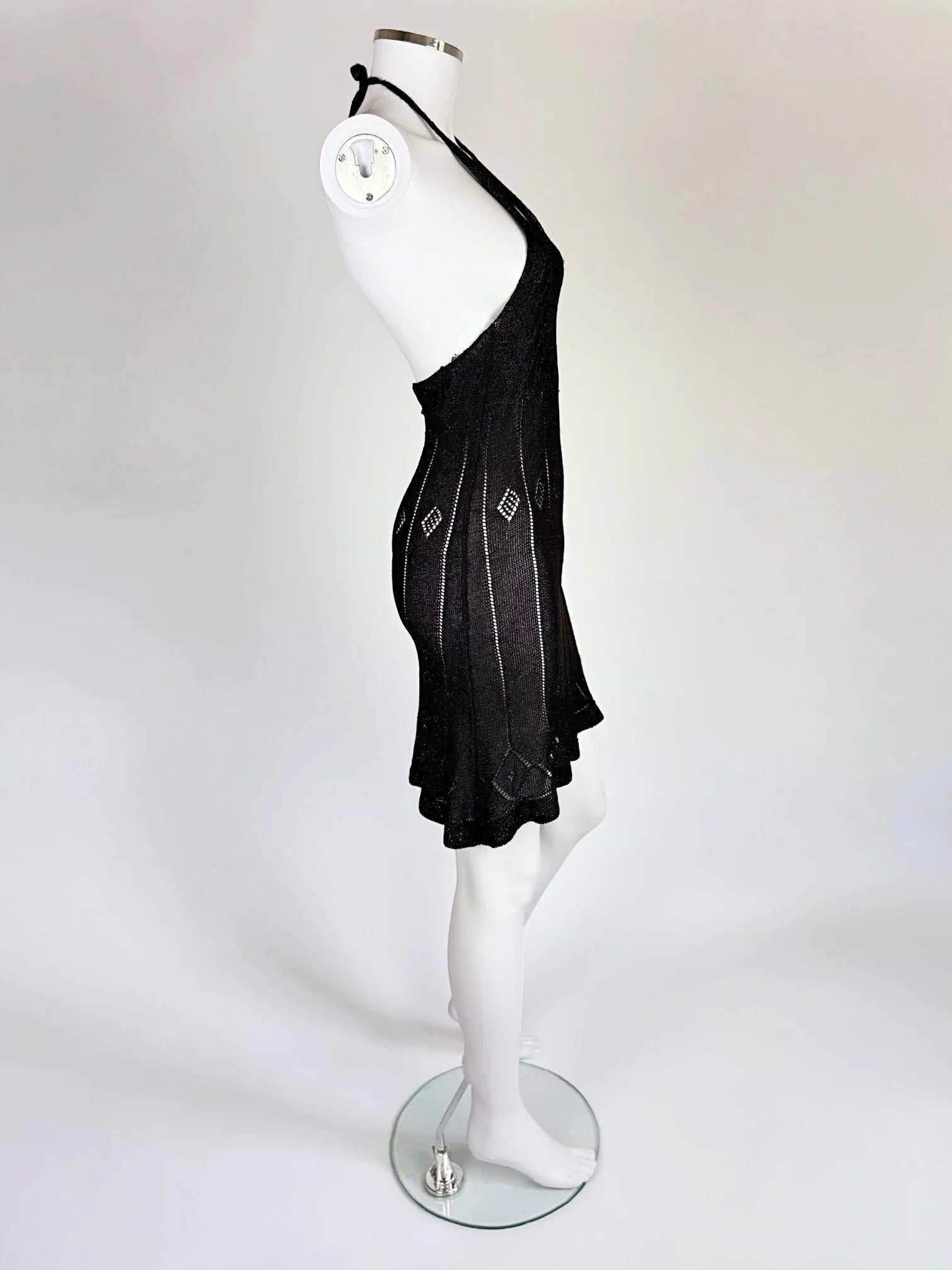 da uomo o donna Martine Sitbon Mini Abito in maglia nera, SS 1997 in vendita