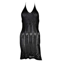 Martine Sitbon Schwarzes Strickminikleid, SS 1997