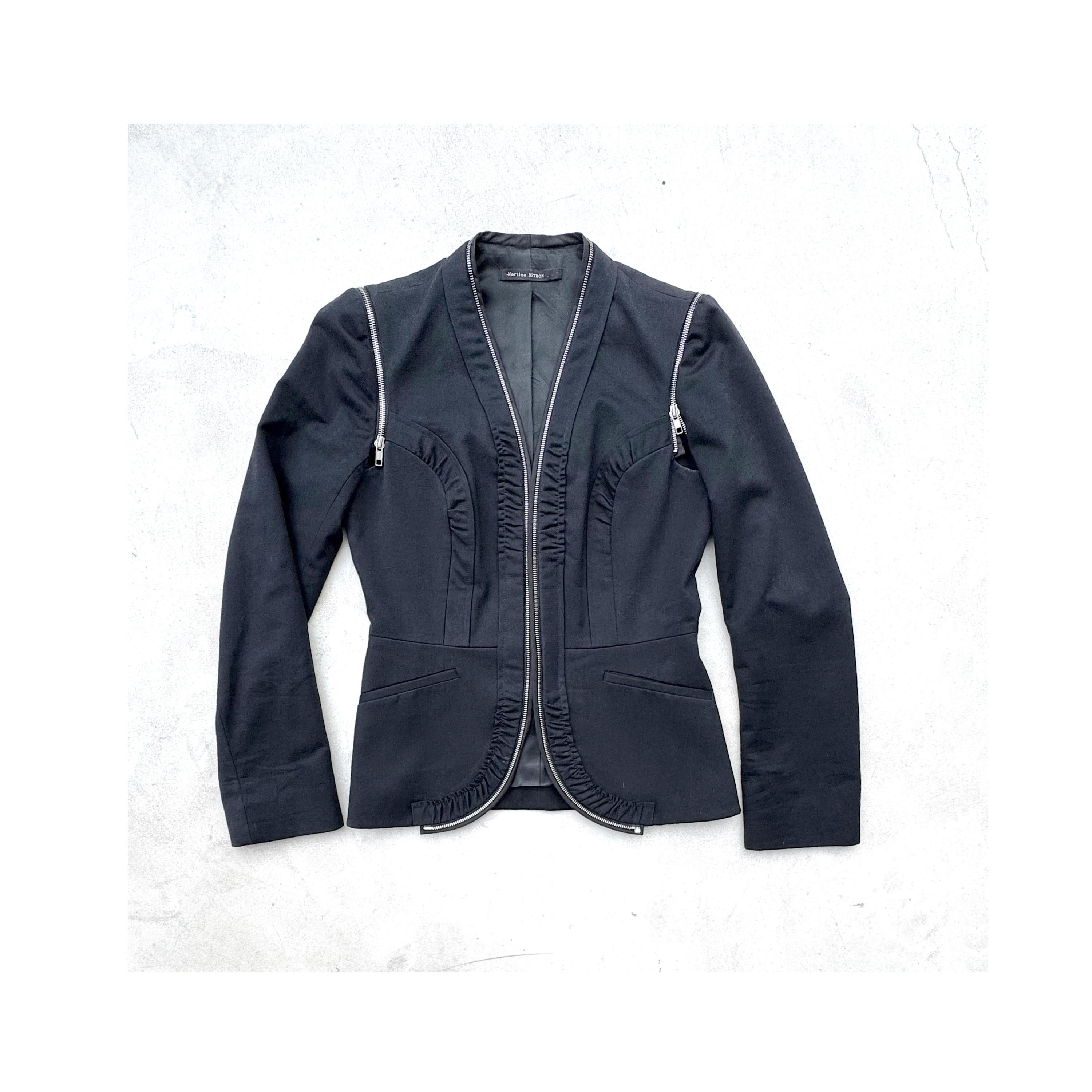 Martine Sitbon Vintage Autunno Inverno 2003 Giacca nera con maniche rimovibili in vendita 9