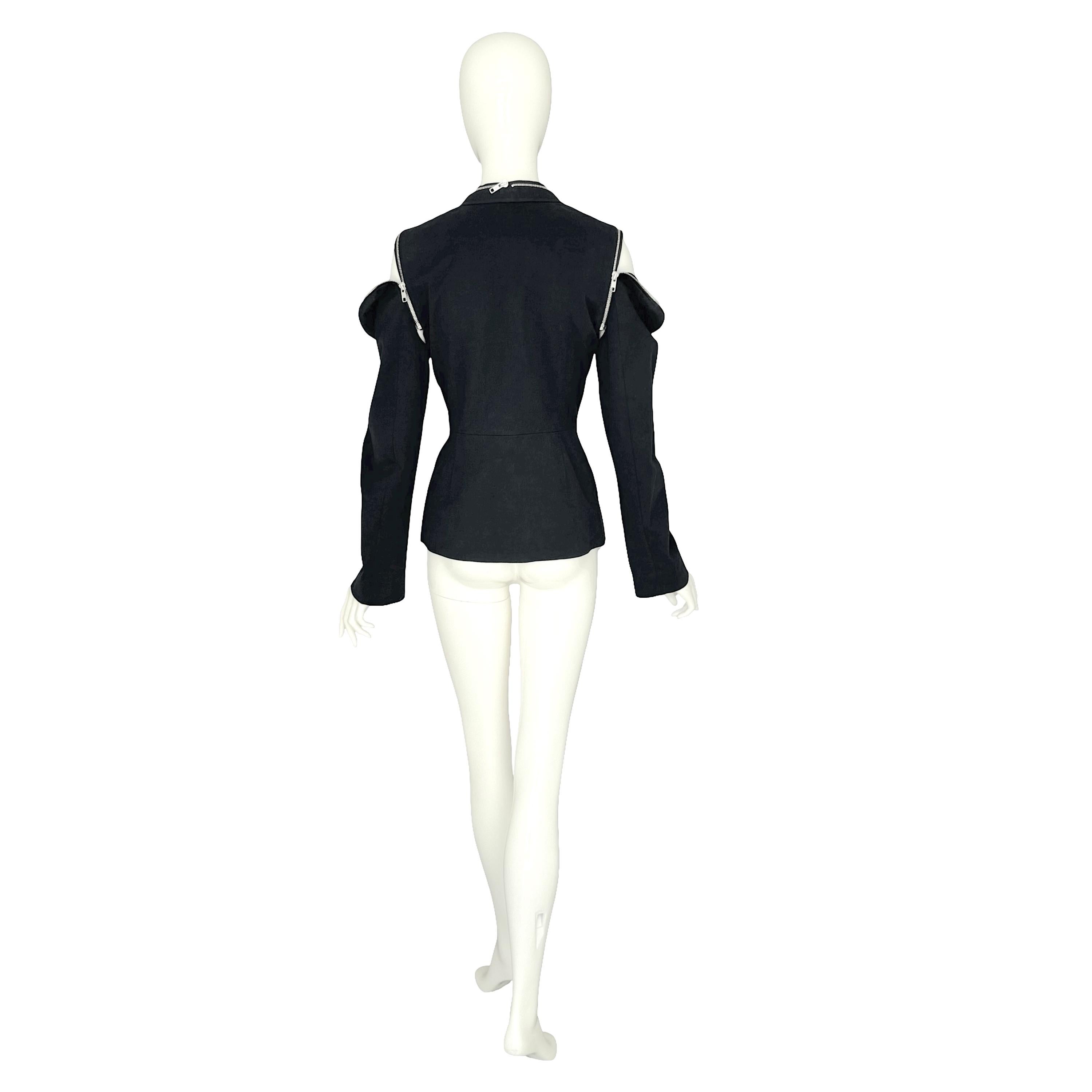 Martine Sitbon Vintage Autunno Inverno 2003 Giacca nera con maniche rimovibili in vendita 2