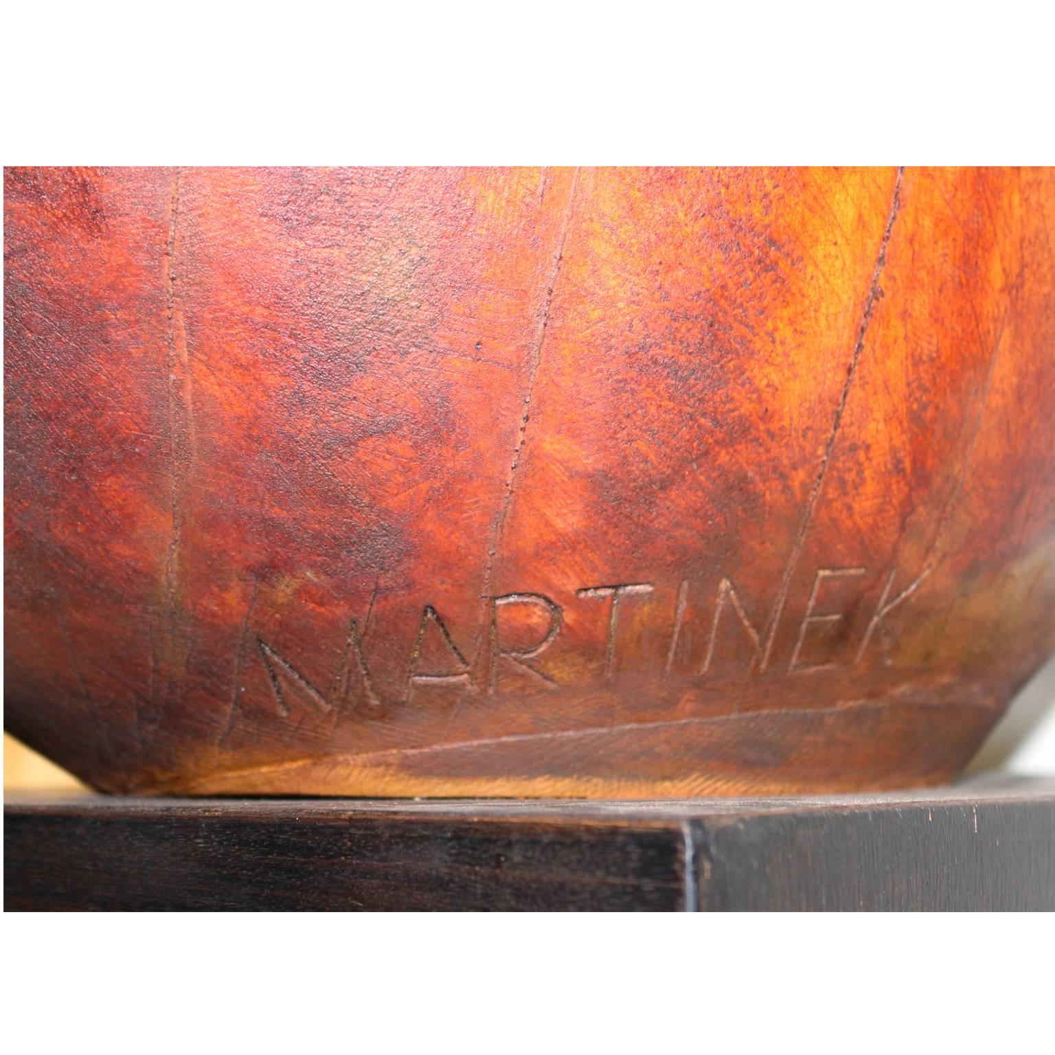 Martinek Carved Walnut Abstract Cello Player Sculpture In Good Condition In New York, NY