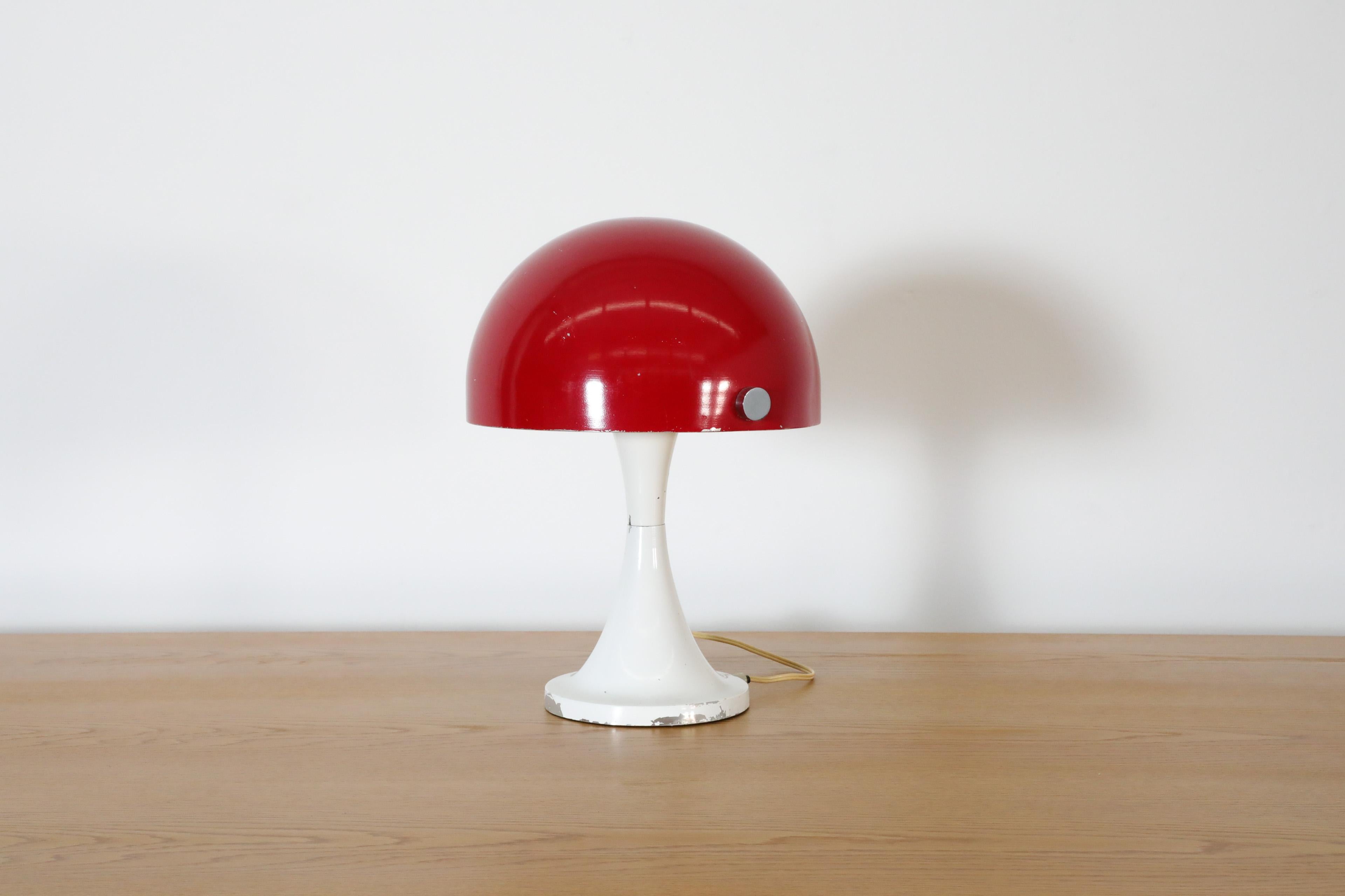 Martinelli Luce Inspired Red & White Mushroom Table Lamp with Rotating Shade 1