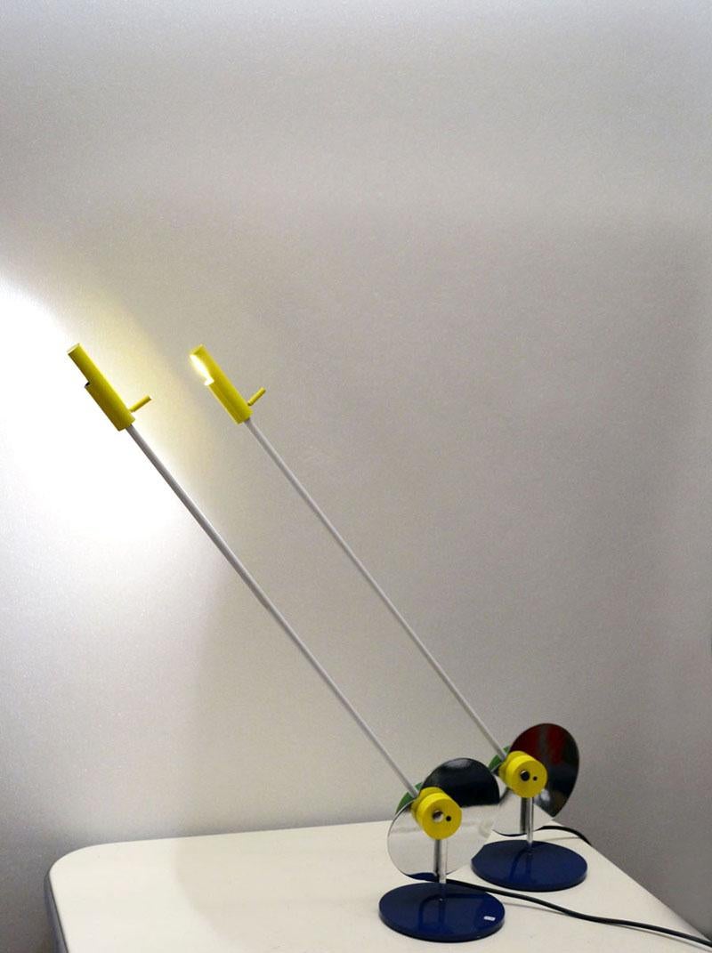 italien Martinelli Luce rare paire de lampes de table halogènes des années 1970 en vente
