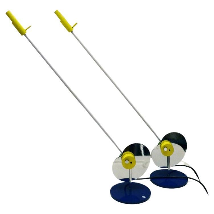Martinelli Luce rare pair of 1970s table halogen lamps