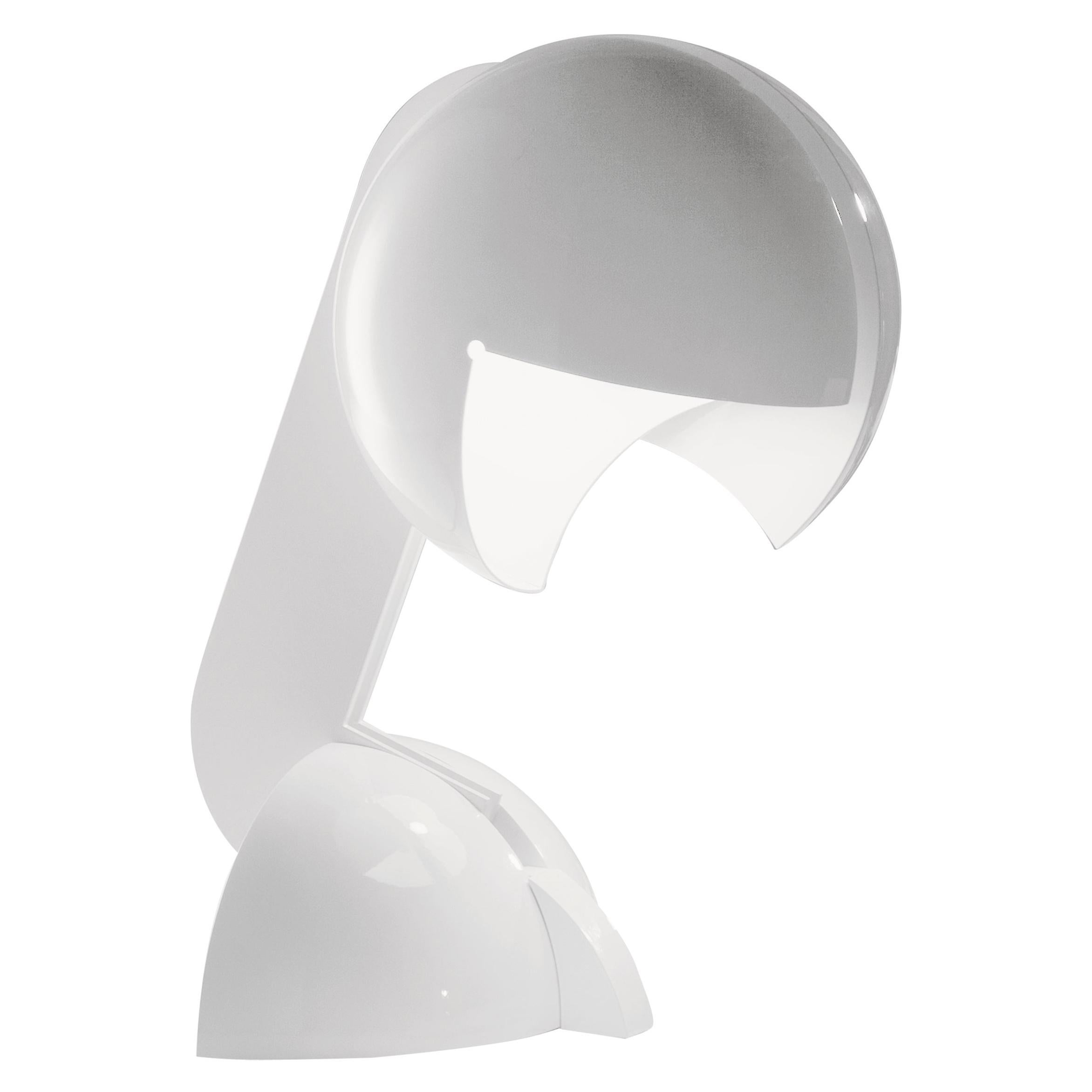 Lampe de bureau Martinelli Luce Ruspa 633 blanche avec un bras de Gae Aulenti en vente