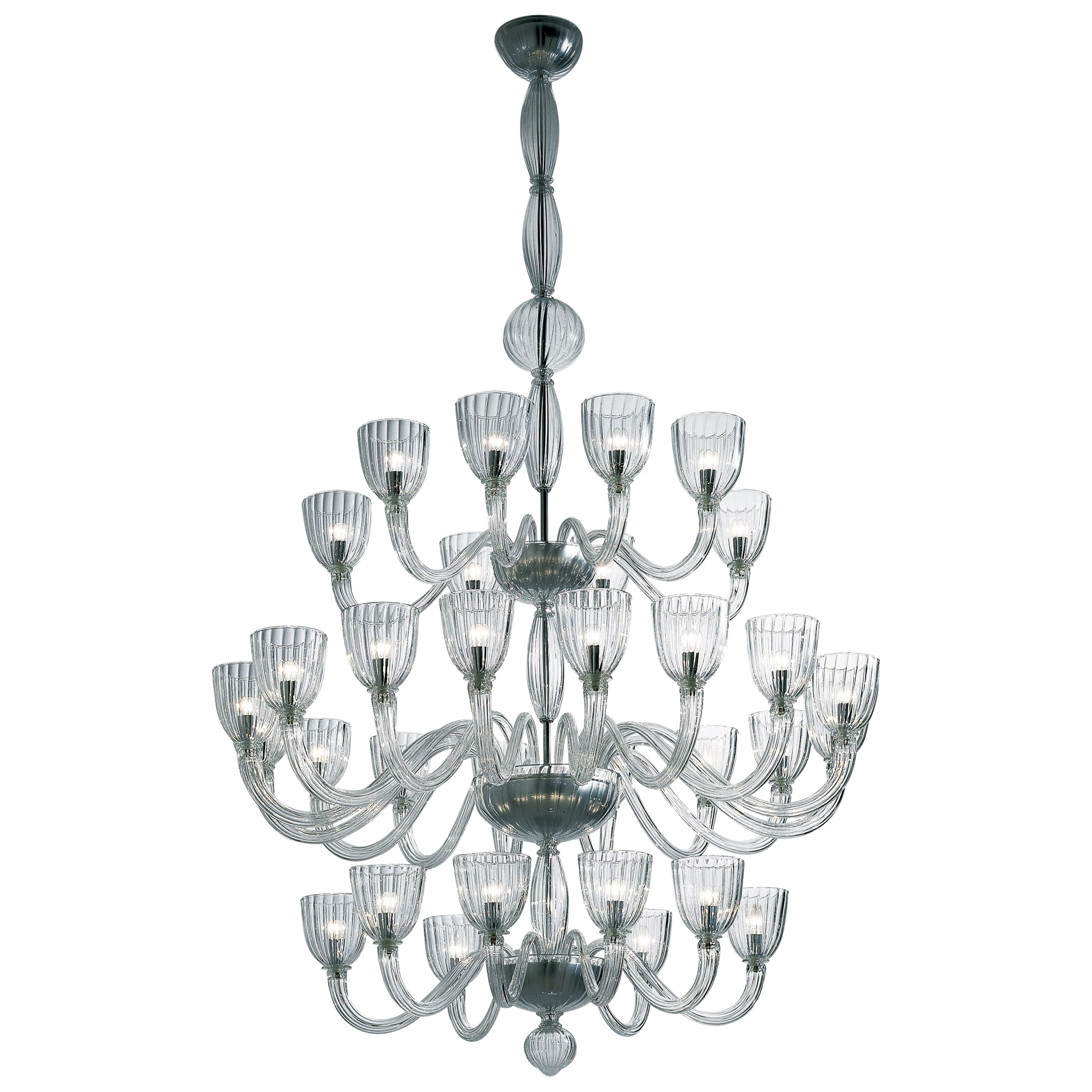Martinengo 32-Light Chandelier in Crystal by Venini