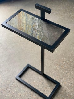 Custom Made Martinez Martini Table Blackened Steel and Marble