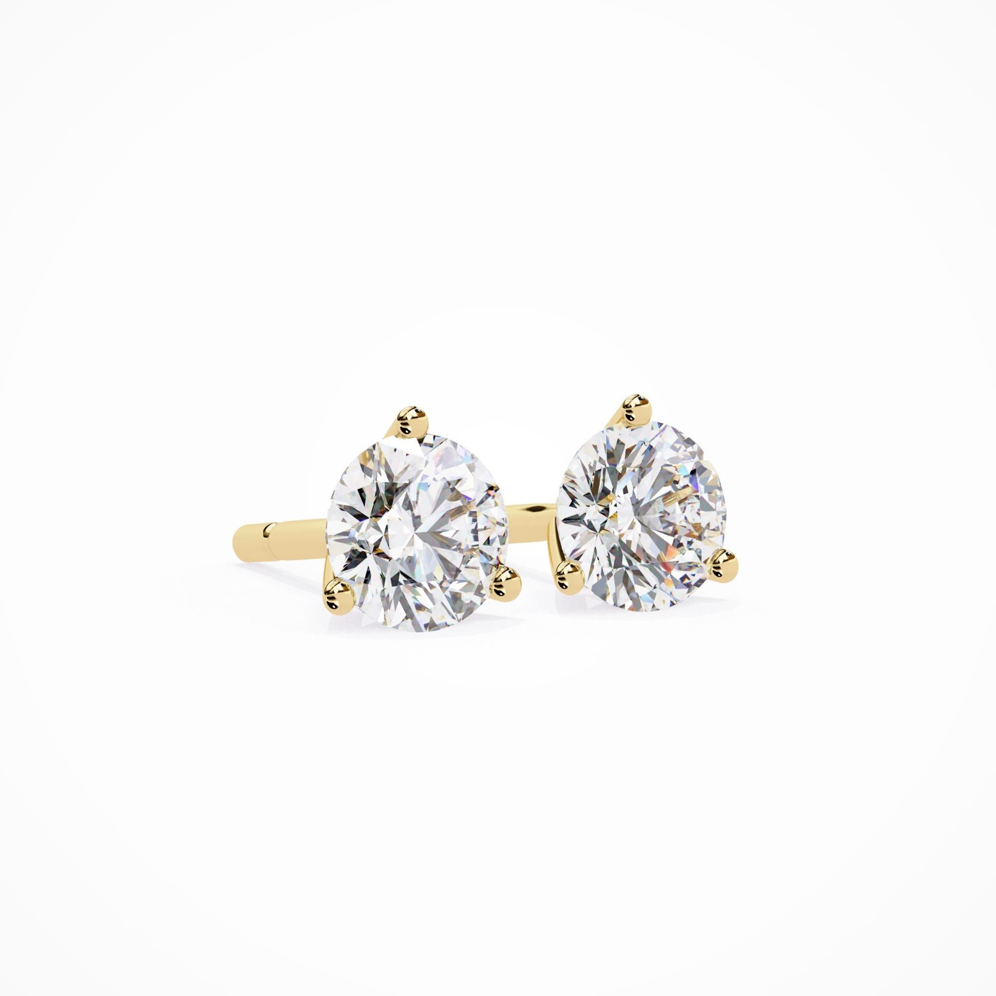 Martini Diamond Studs, 14K Solid Gold, 1/2 Ctw, Round Brilliant Diamonds For Sale 2