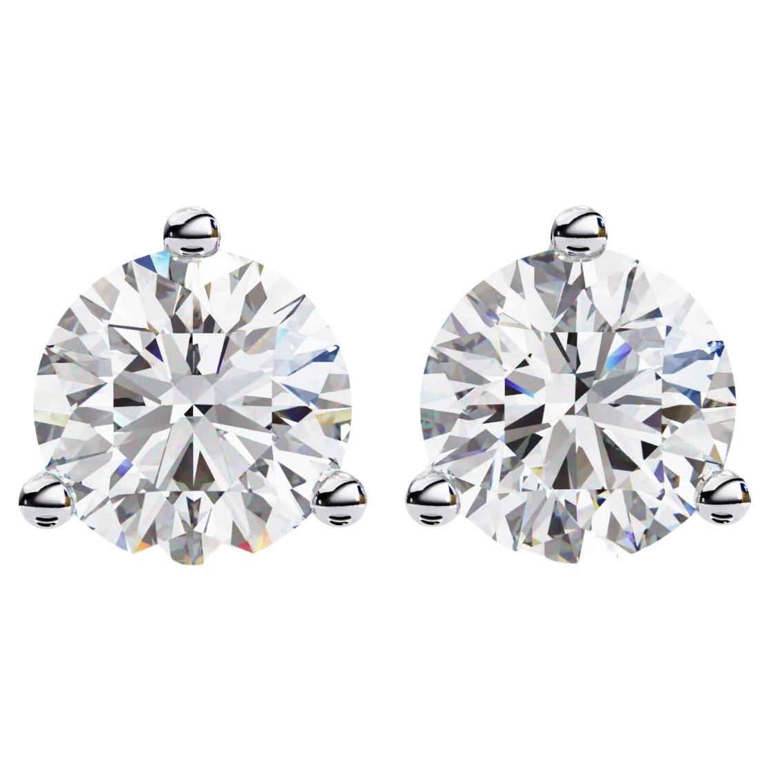 Boucles d'oreilles en diamant Brilliante, or massif 14K, 1/2 Ctw, diamants ronds et brillants
