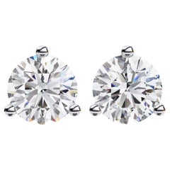 Martini Diamond Studs, 14K Solid Gold, 1/2 Ctw, Round Brilliant Diamonds