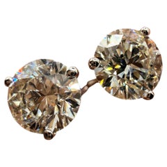 Martini Diamond studs 2ct total VS2 F 14KT white gold diamond earrings