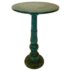 Martini Friendly Italian Turquoise Alabaster Marble End Table Drinks Table
