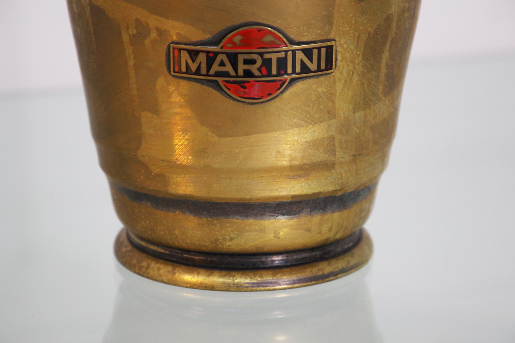 Martini Ice Bucket with Original Logo in Nickel-Plated Brass In Good Condition For Sale In Milano, IT