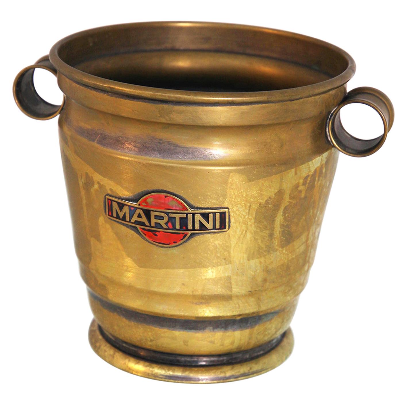Martini Ice Bucket with Original Logo in Nickel-Plated Brass For Sale