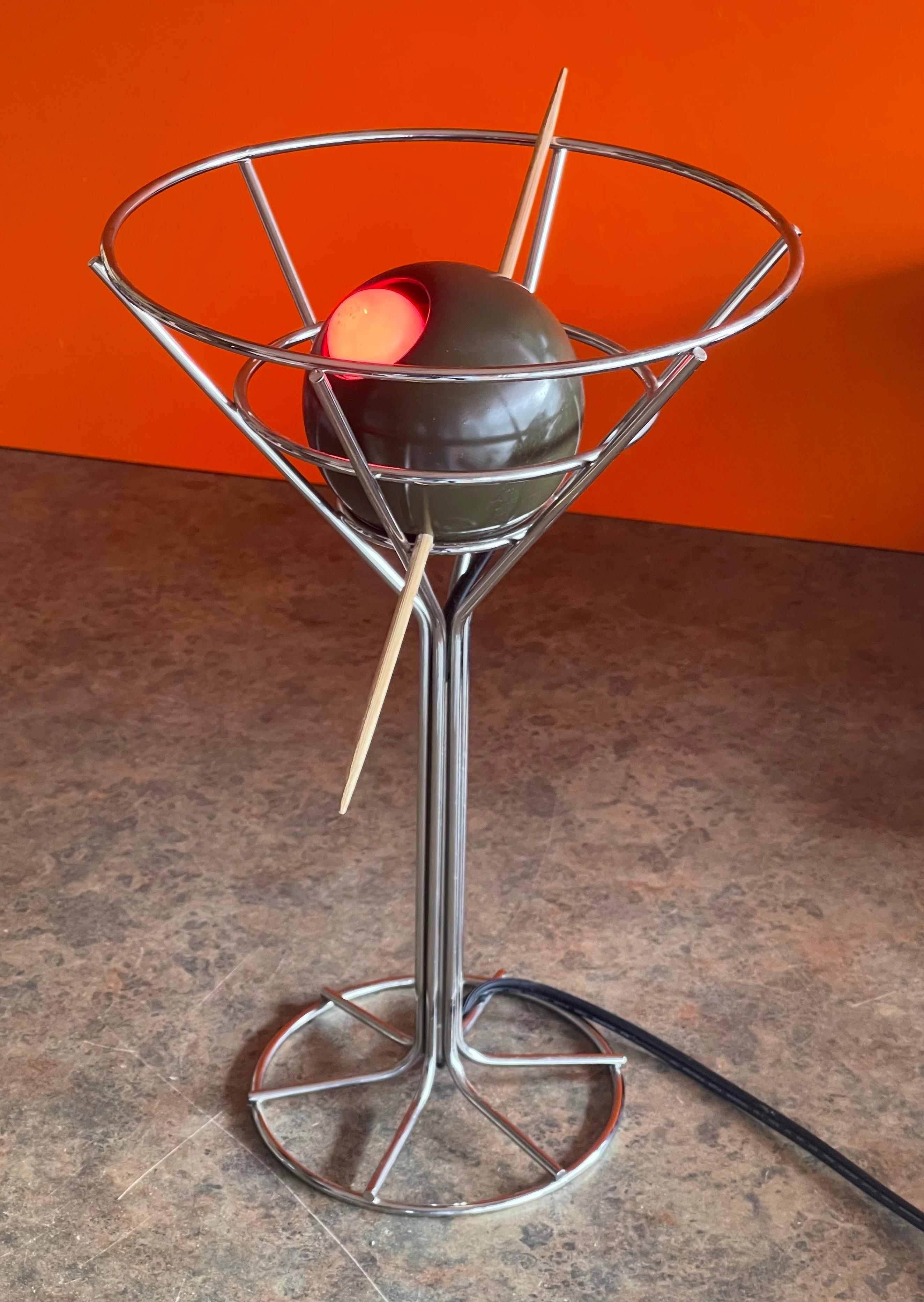 Modern Martini & Olive Chrome Bar Lamp by David Krys