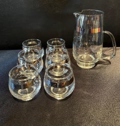 Martini Pitcher with 6 Small Cocktail Glasses in the Manner of Dorothy Thorpe