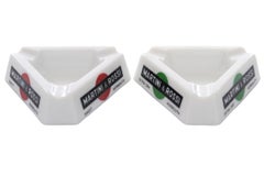 Martini & Rossi French Opalex Ashtrays, a Pair