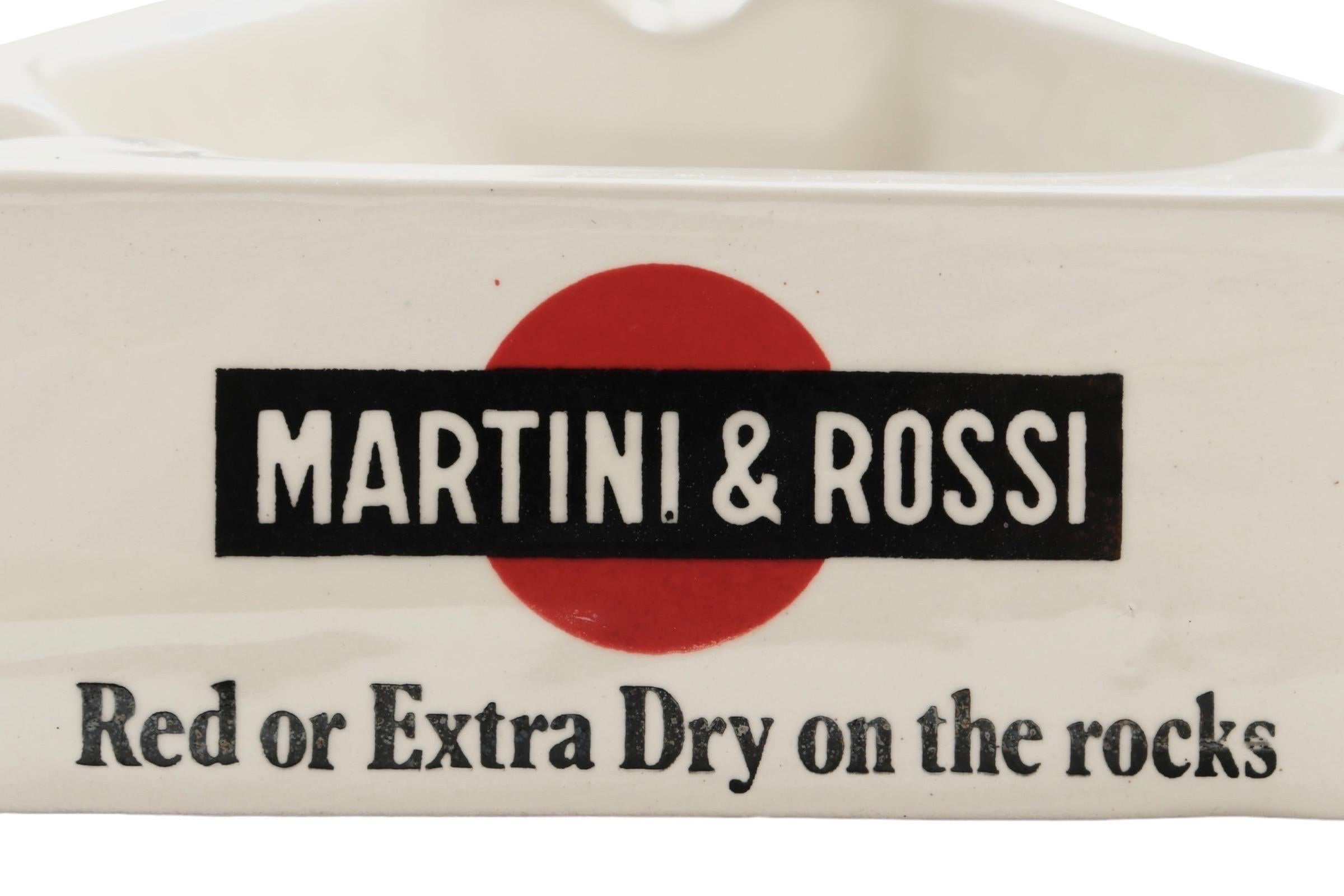 Martini & Rossi Italian Ceramic Ashtrays - a Pair In Good Condition For Sale In Bradenton, FL