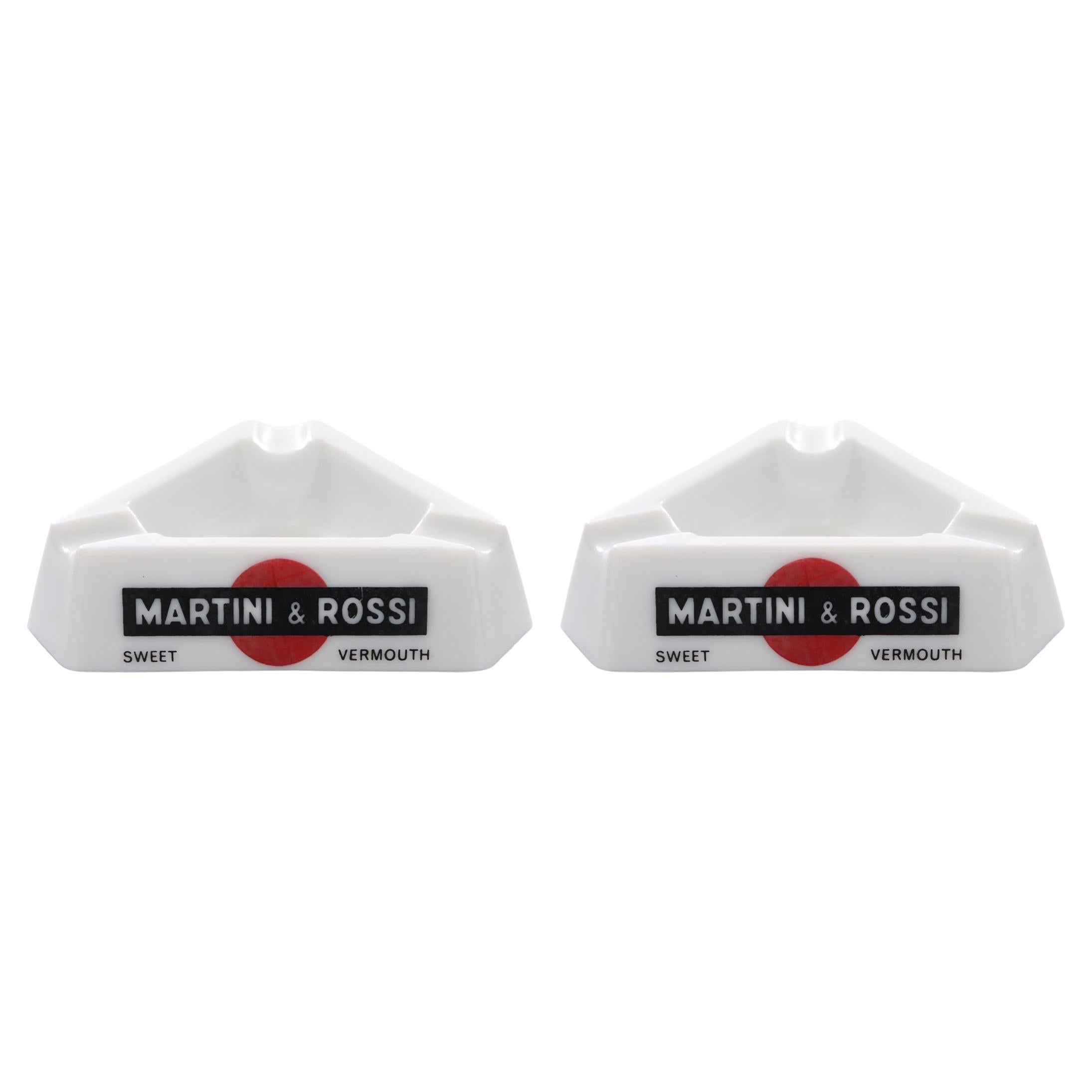 Martini & Rossi Sweet Vermouth French Ashtrays - a Pair