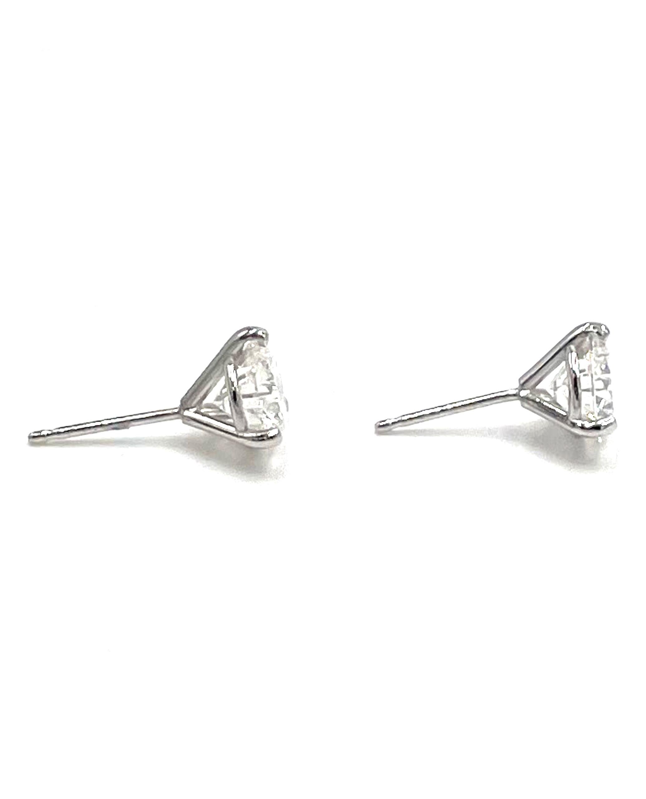 Contemporary Martini Set Diamond Studs, Gia Certified 2.59 Carats For Sale