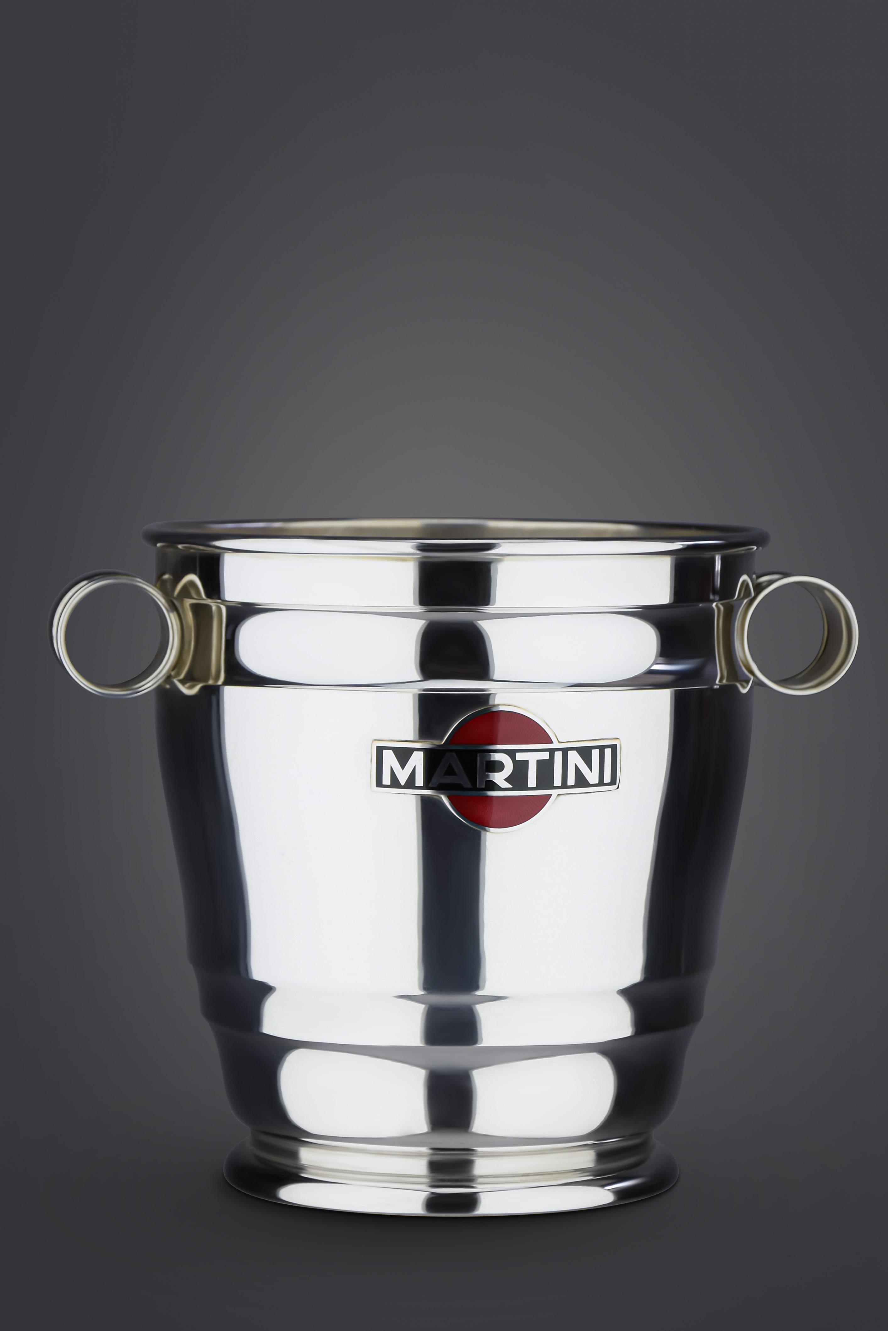Mid-Century Modern Martini Silver Plated and Enamel Champagne Cooler 19609 For Sale