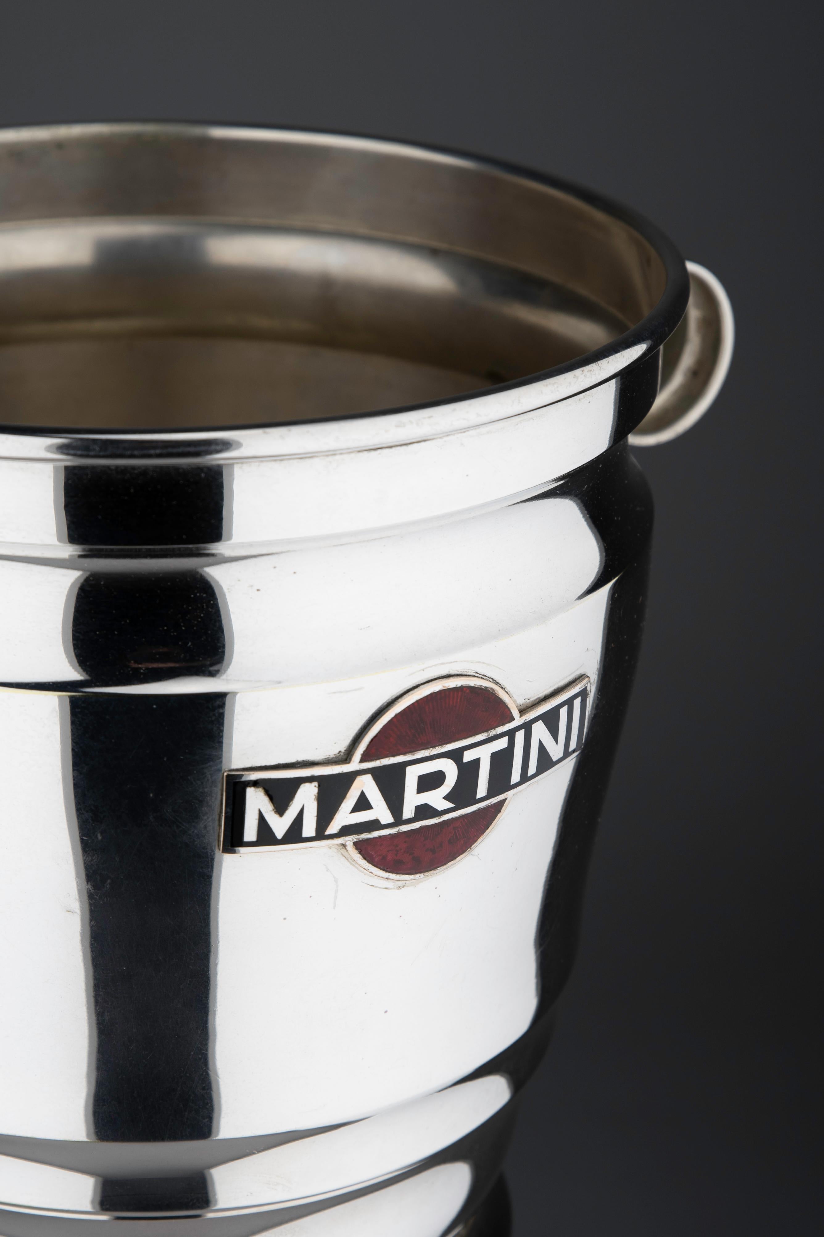 Mid-20th Century Martini Silver Plated and Enamel Champagne Cooler 19609 For Sale