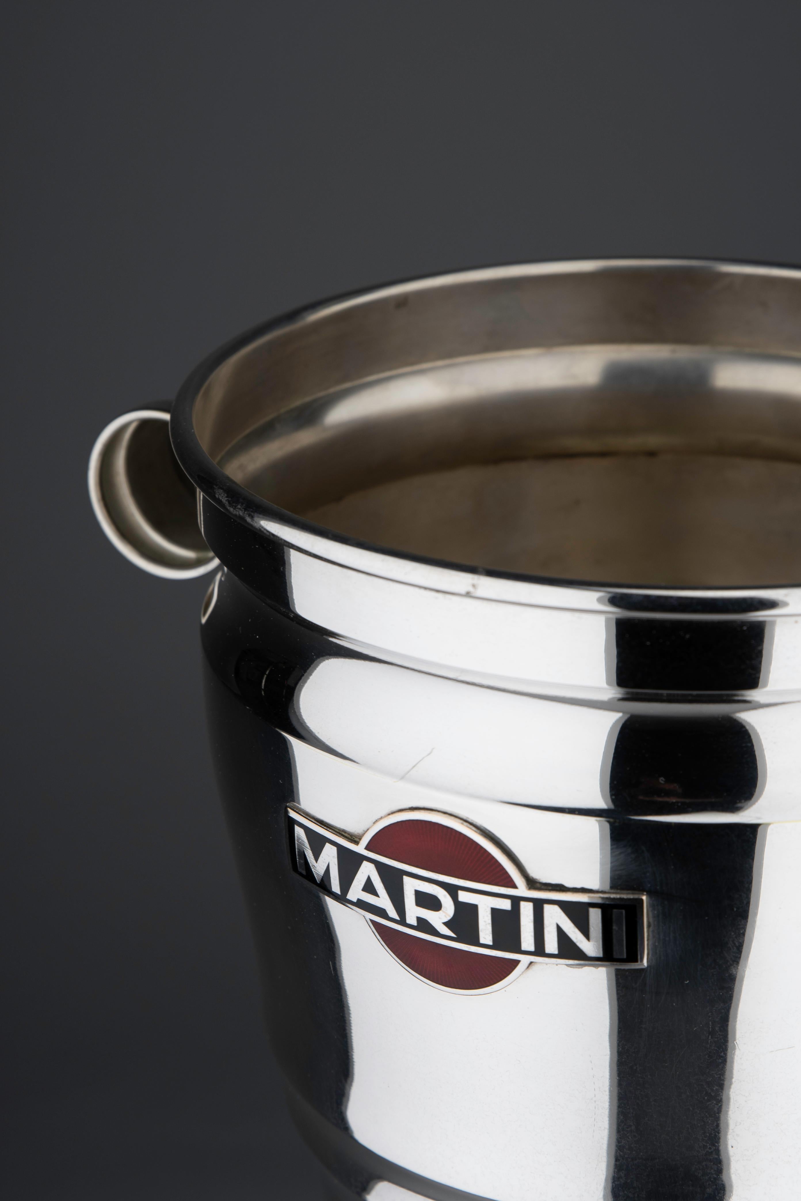 Martini Silver Plated and Enamel Champagne Cooler 19609 For Sale 1