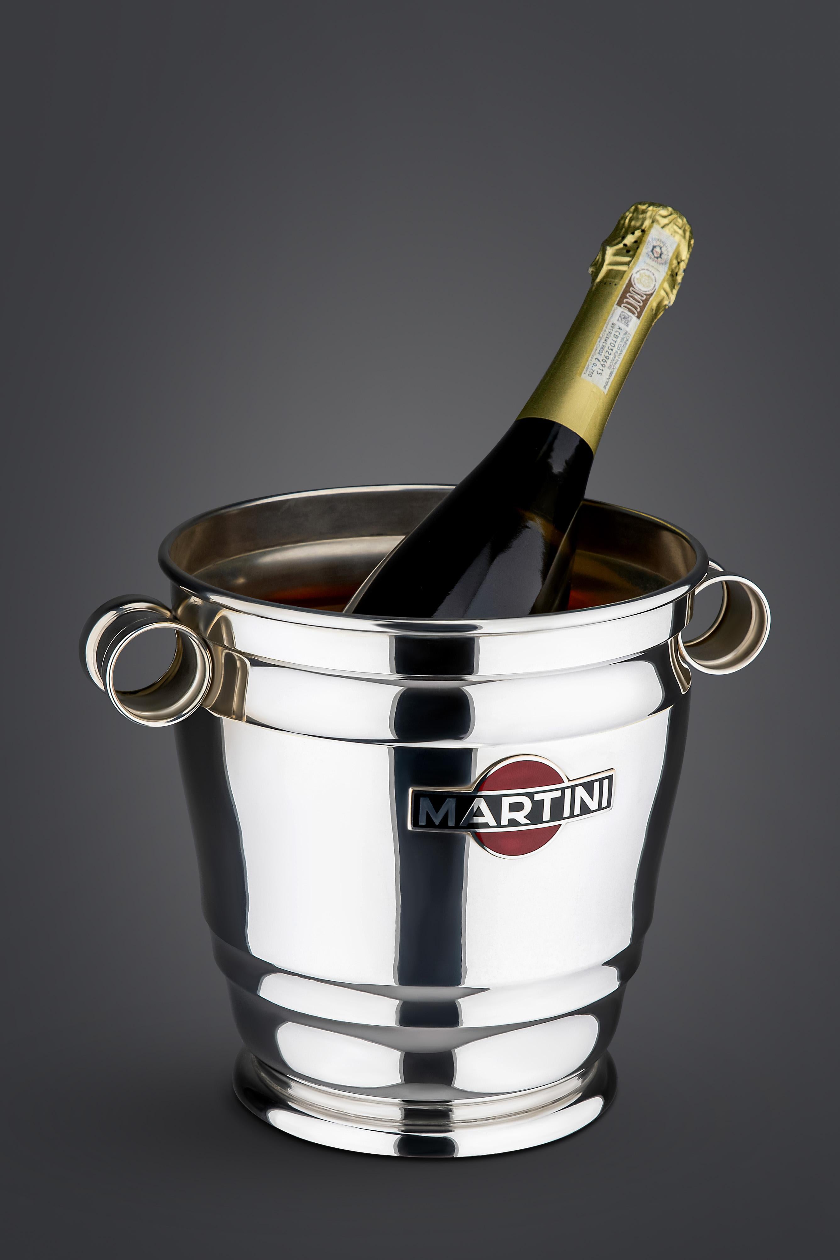 Martini-Champagnerkühler versilbert und emailliert, 19609 im Angebot 1