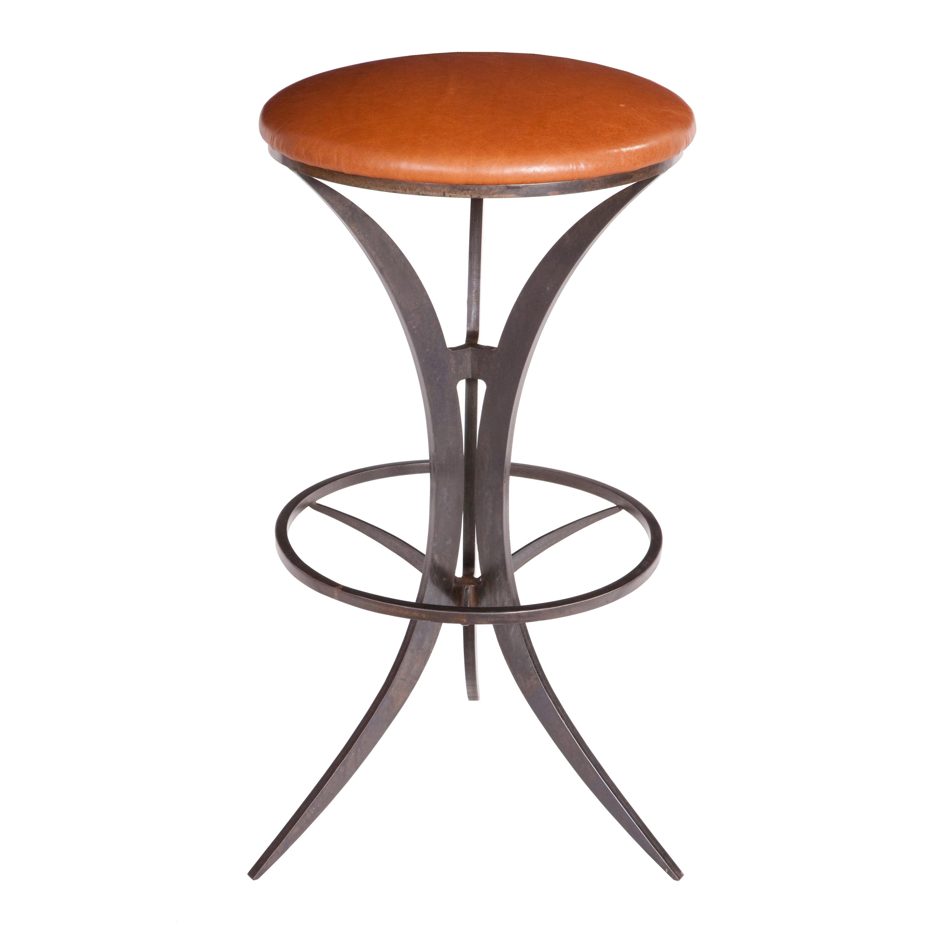 Martini Bar Stool in Steel and customized in Wood, Leather or Upholstered Seats For Sale