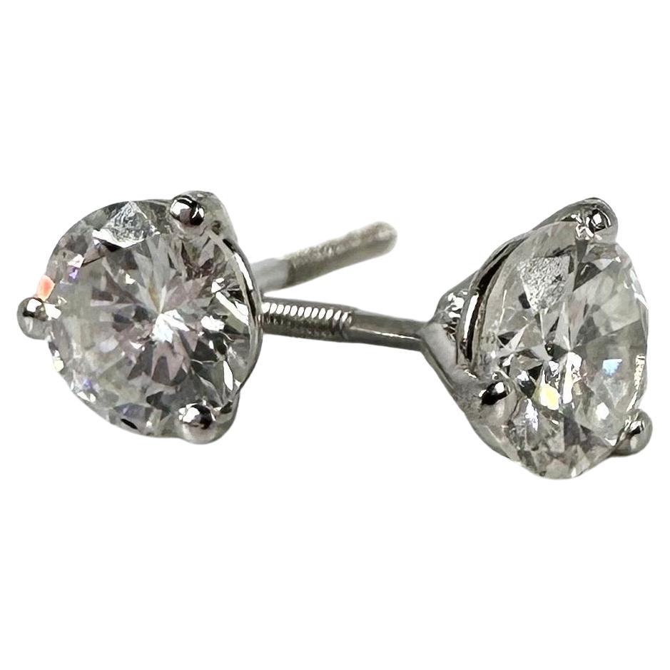 Martini Studs 14Karat White Gold Screw Backs 0.86Carat