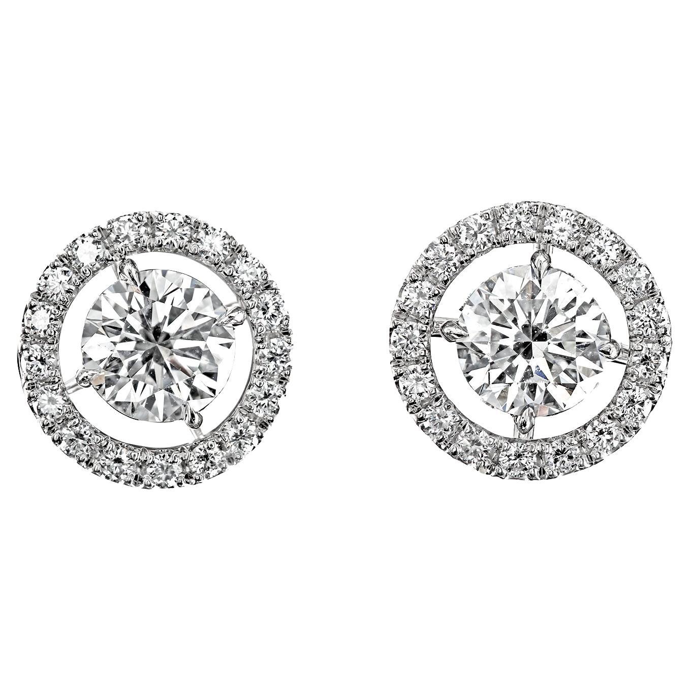 "Martini' Studs with Diamonds and Micro-Pave Jackets in Platinum by Leon Mege For Sale