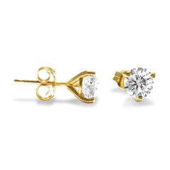 Martini Style 1.20 Carat VVS Diamond Stud Earrings in 14k Gold